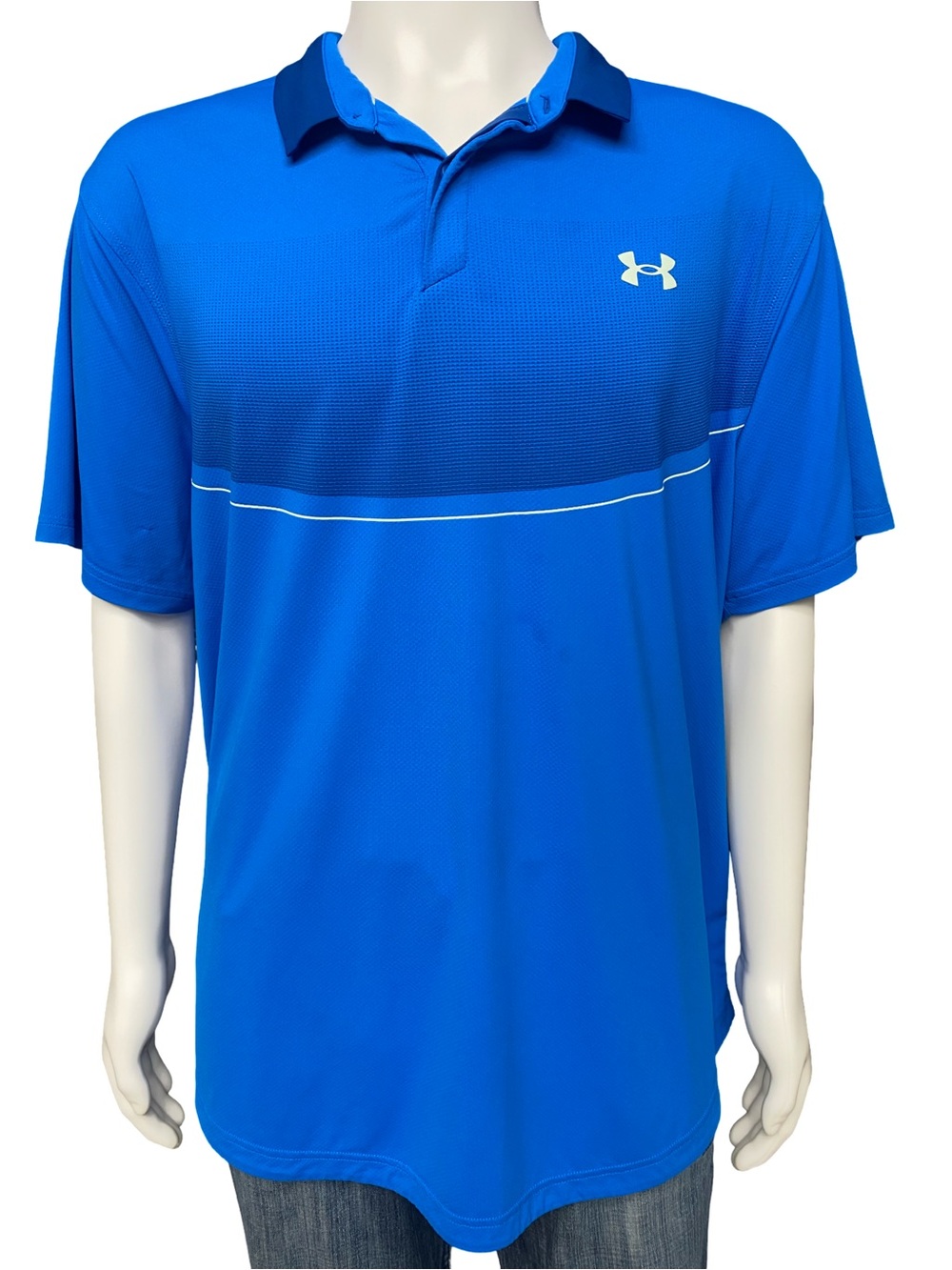 Under Armour Iso-Chill Polo Shirt XXL Blue HeatGear Loose Fit Performance Golf